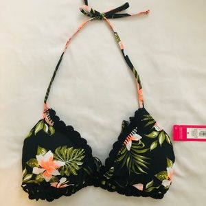 Xhilaration Black Floral Bikini Top| Size: M